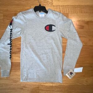 Champion Men’s Authentic Oxford Gray XS Longsleeve tee-shirt . NWT. 100% Cotton.